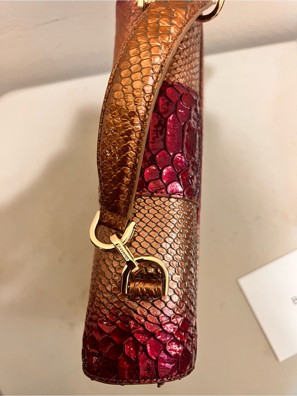 Brahmin Pink and Copper Ombre Textured Satchel - Picture 6 of 9